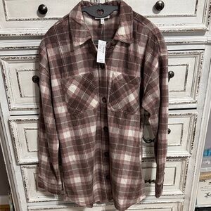 Maurices incredibly soft Brown Plaid Shirt/Jacket XS